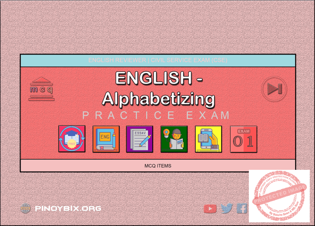 MCQ in English - Alphabetizing Part 1 | Civil Service Exam (CSE)