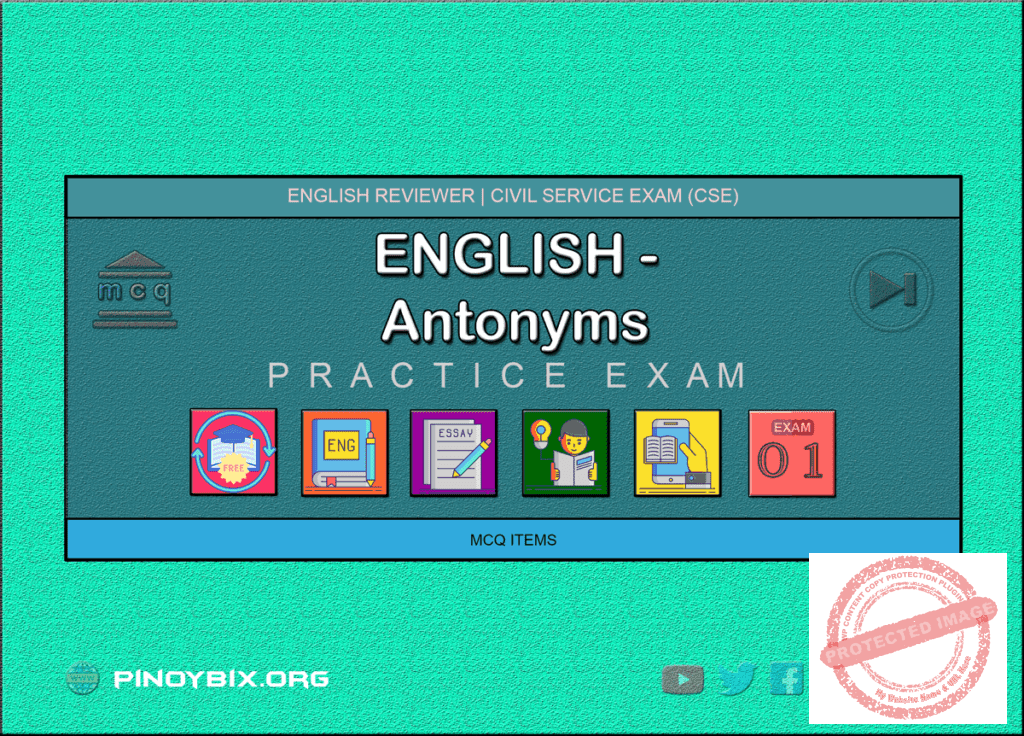 MCQ in English - Antonyms Part 1 | Civil Service Exam (CSE)