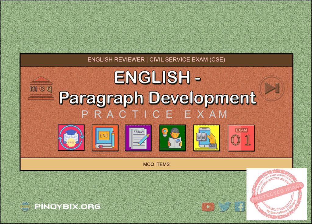 MCQ in English - Paragraph Development Part 1 | Civil Service Exam (CSE)