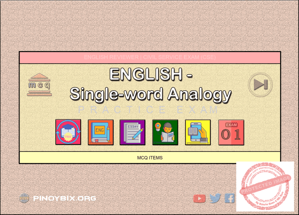 MCQ in English - Single-word Analogy Part 1 | Civil Service Exam (CSE)