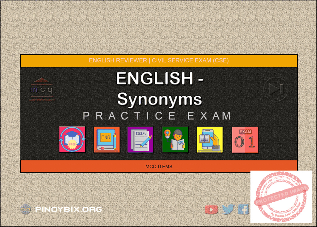 MCQ in English - Synonyms Part 1 | Civil Service Exam (CSE)