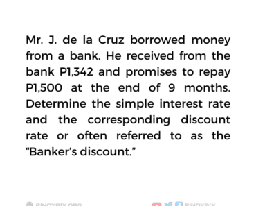 Solution: Determine the simple interest rate and the corresponding discount rate