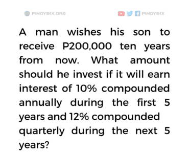 Solution: What amount should he invest if it will earn interest of 10%