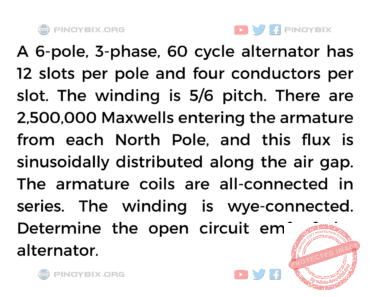 Solution: Determine the open circuit emf of the alternator