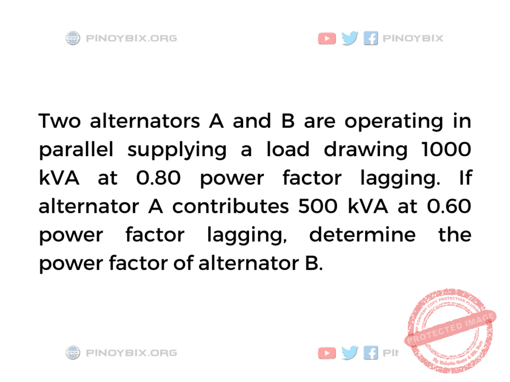 Solution: Determine the power factor of alternator B