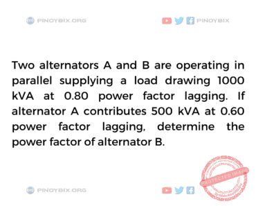 Solution: Determine the power factor of alternator B Solution: Determine the power factor of alternator B
