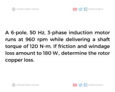Solution: Determine the rotor copper loss