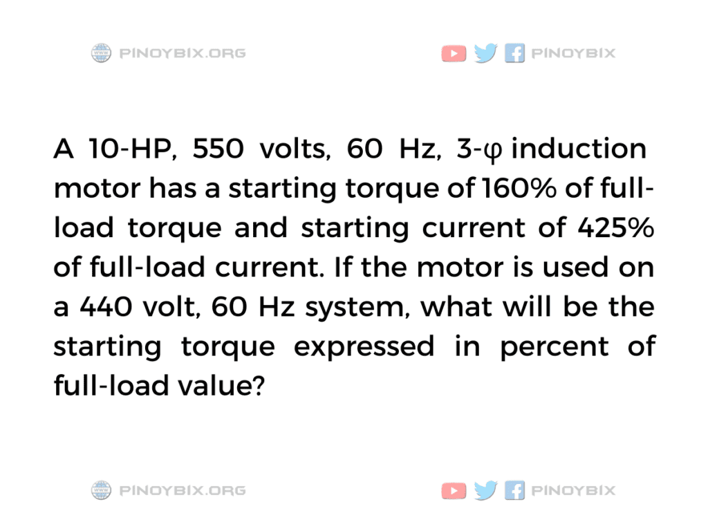 Solution: What will be the starting torque expressed in percent of full-load value?