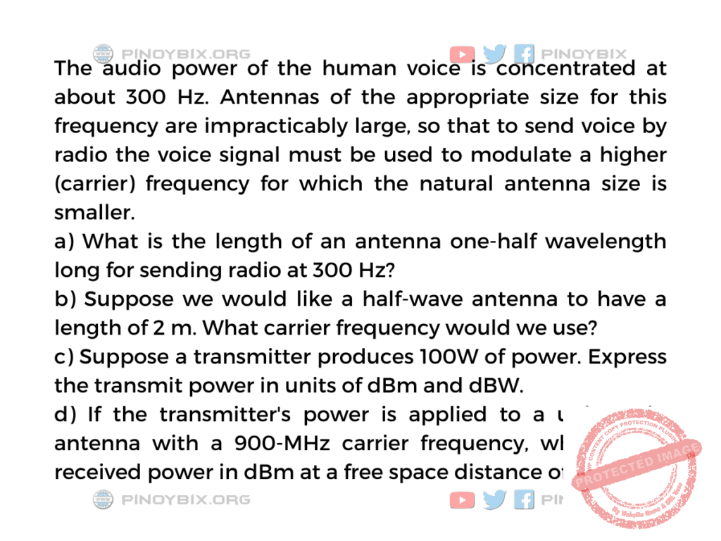 Solution: What is the length of an antenna one-half wavelength long 