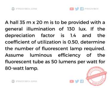 Solution: Determine the number of fluorescent lamp required