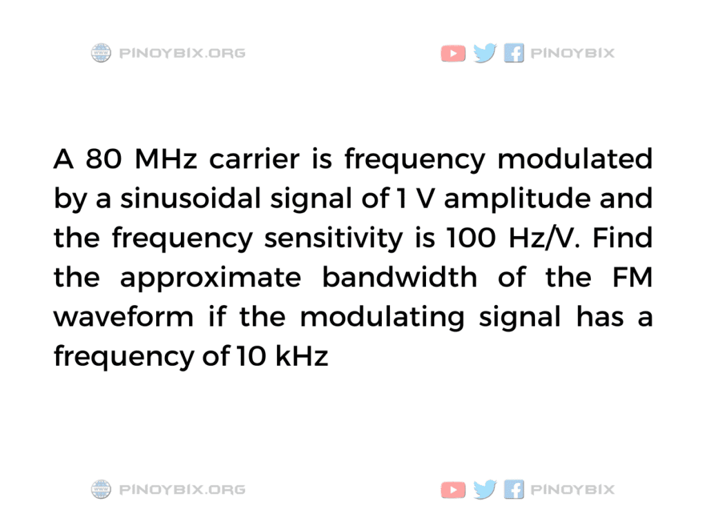 Solution: Find the approximate bandwidth of the FM waveform