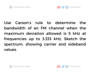 Solution: Use Carson’s rule to determine the bandwidth of an FM channel