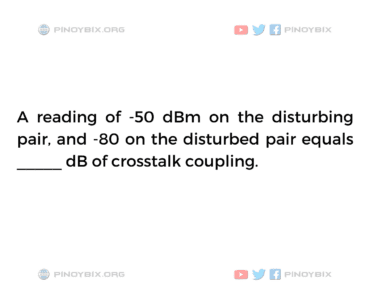 Solution: A reading of -50 dBm on the disturbing pair, and -80 on the disturbed pair Solution: A reading of -50 dBm on the disturbing pair, and -80 on the disturbed pair