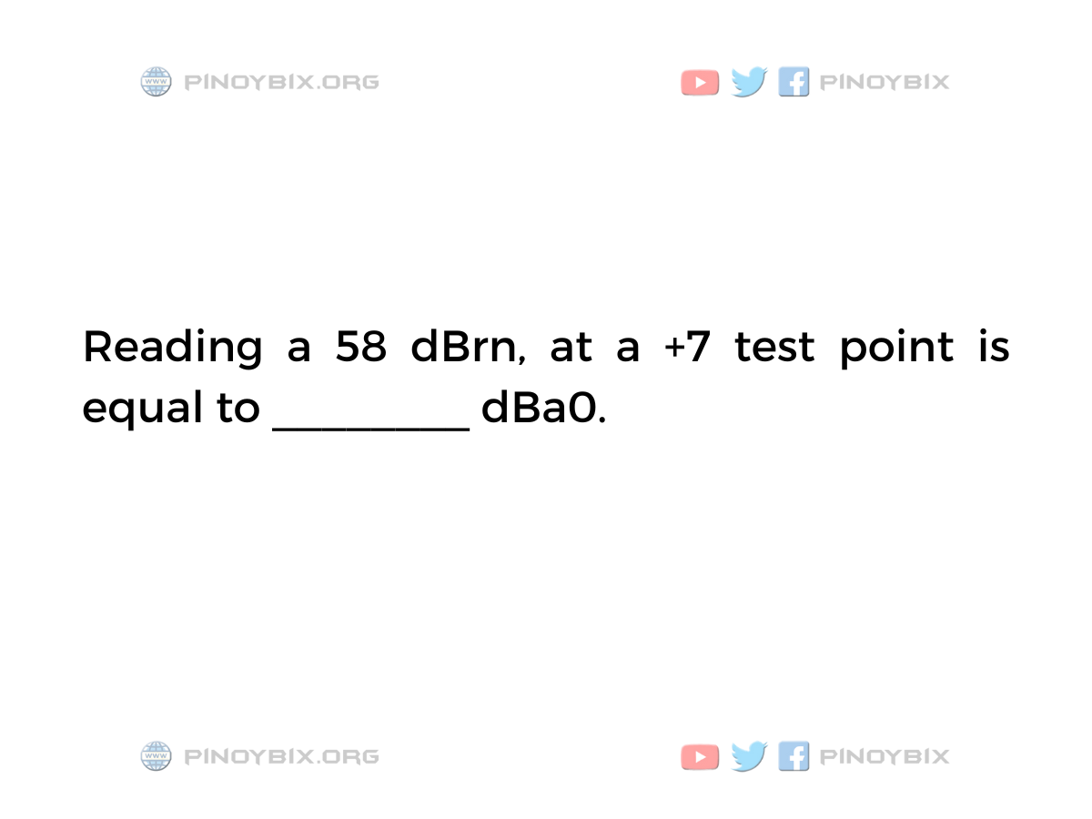 Solution: Reading a 58 dBrn, at a +7 test point is equal to ________ dBa0