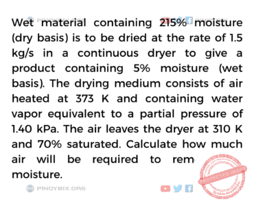 Solution: Calculate how much air will be required to remove the moisture