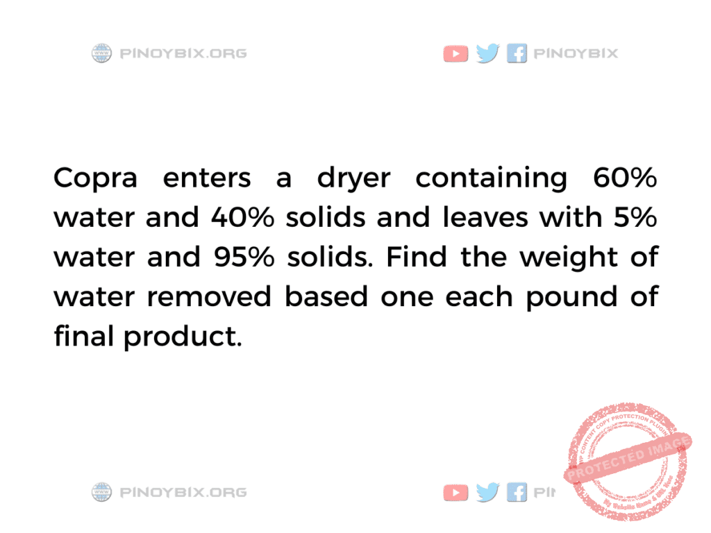 Solution: Find the weight of water removed based one each pound of final product