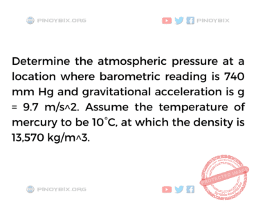 Solution: Determine the atmospheric pressure at a location