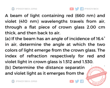 Solution: Determine the distance separating the red and violet light as it emerges from the glass Solution: Determine the distance separating the red and violet light as it emerges from the glass