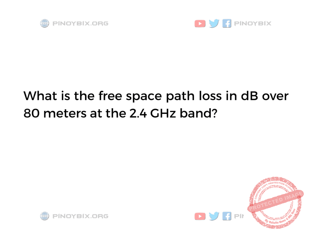 Solution: What is the free space path loss in dB over 80 meters at the 2.4 GHz band?