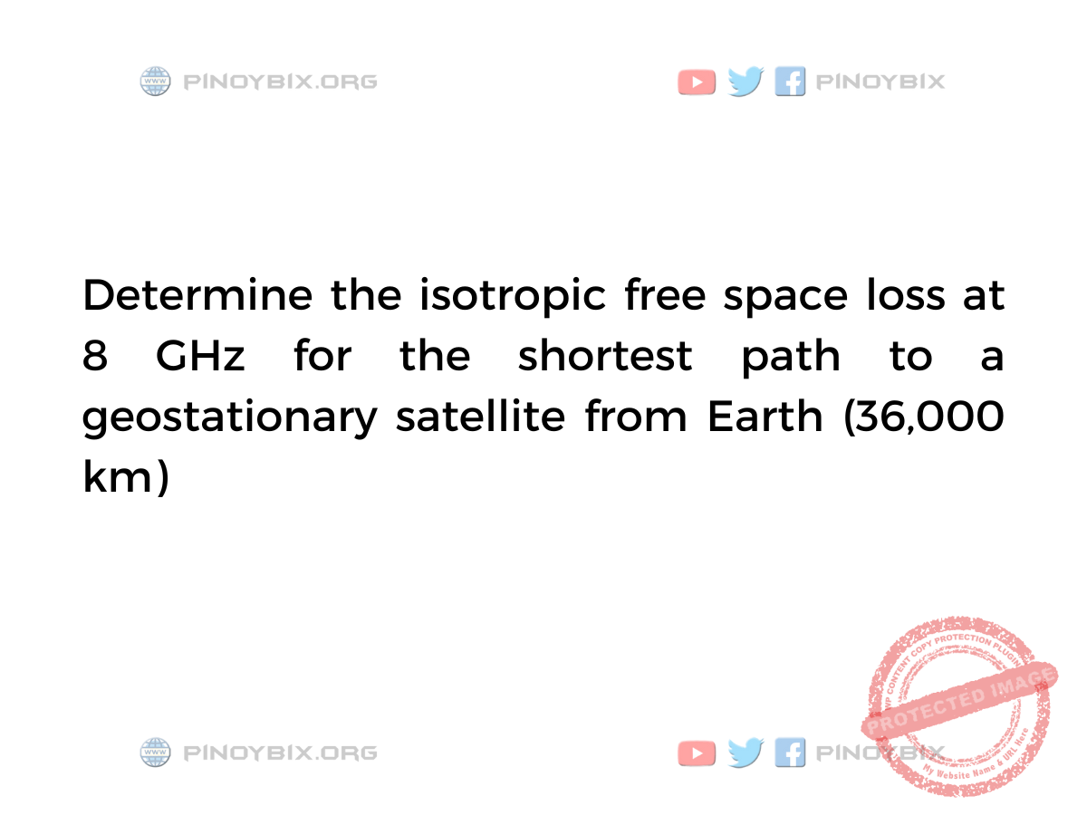 Solution Determine The Isotropic Free Space Loss At 8 GHz For The Solution determine the isotropic free space loss at 8 ghz for the