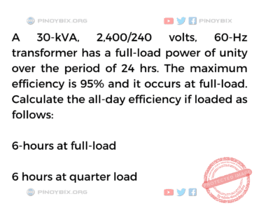 Solution: Calculate the all-day efficiency if loaded as follows