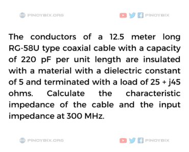 Solution: Calculate the characteristic impedance of the cable and the input impedance Solution: Calculate the characteristic impedance of the cable and the input impedance