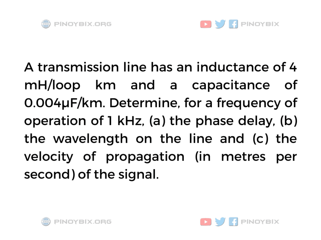 Solution: Determine for a frequency of operation of 1 kHz the phase delay