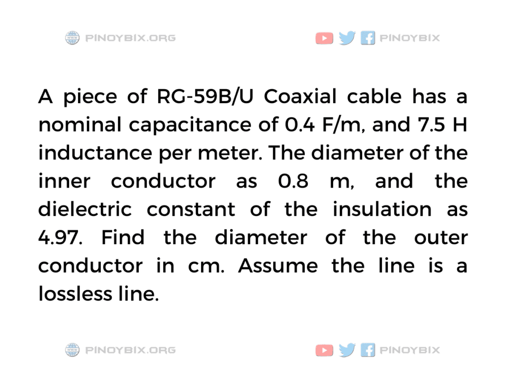 Solution: Find the diameter of the outer conductor in cm. 