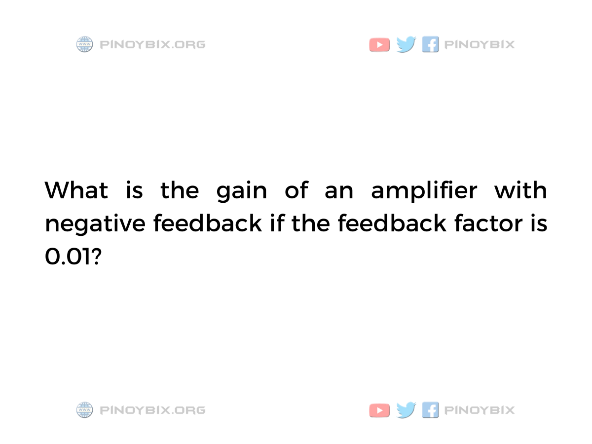 Solution: What Is The Gain Of An Amplifier With Negative Feedback