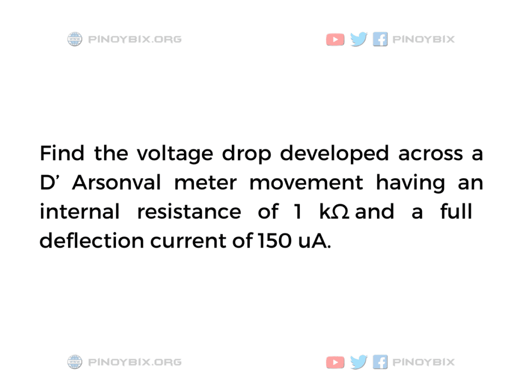 Solution: Find the voltage drop developed across a D’ Arsonval meter movement