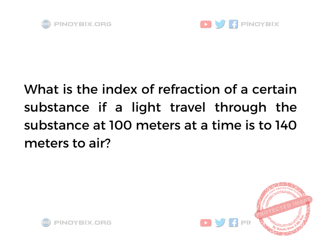 Solution: What is the index of refraction of a certain substance
