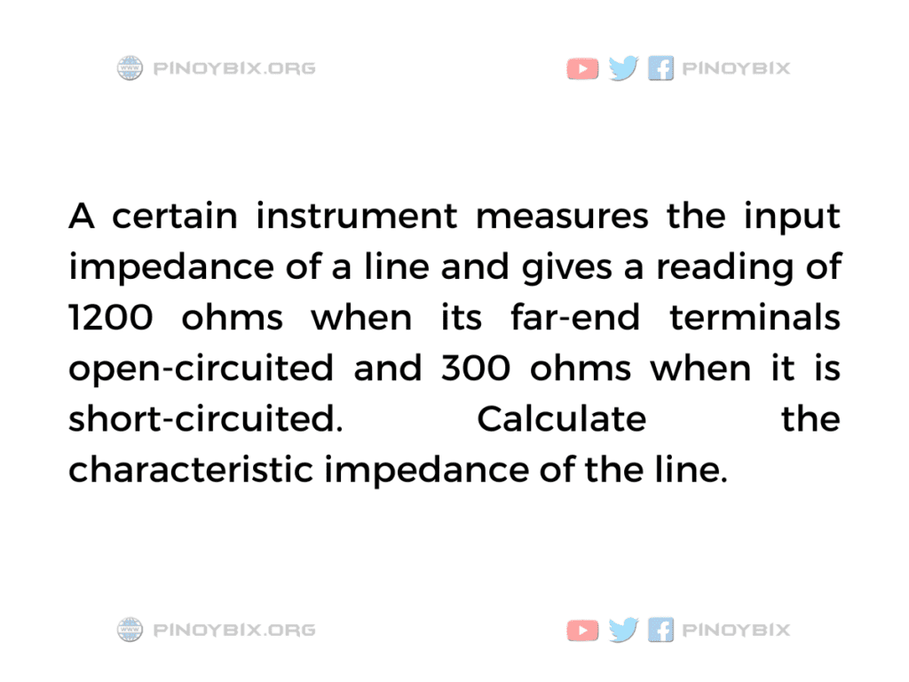 Solution: A certain instrument measures the input impedance of a line
