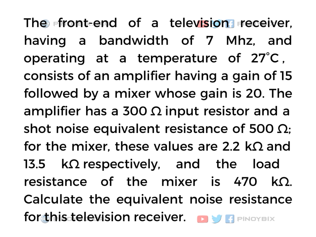 Solution: Calculate the equivalent noise resistance for this television receiver
