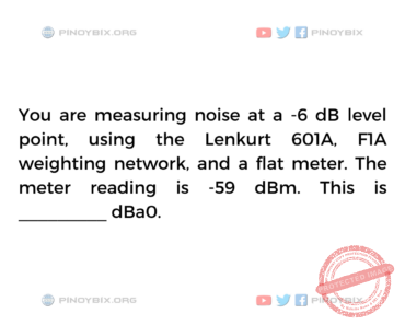 Solution: The meter reading is -59 dBm. This is ______ dBa0 Solution: The meter reading is -59 dBm. This is ______ dBa0
