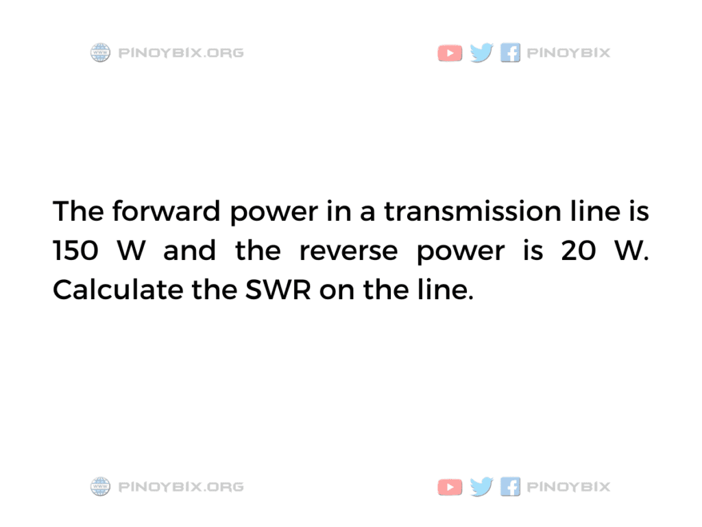 Solution: Calculate the SWR on the line