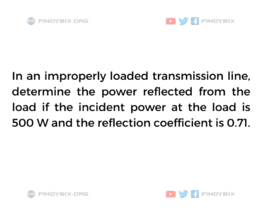 Solution: Determine the power reflected from the load Solution: Determine the power reflected from the load