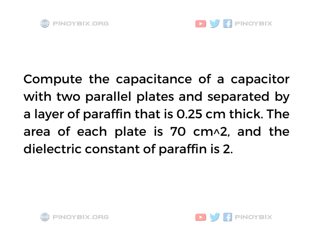 Solution: Compute the capacitance of a capacitor with two parallel plates