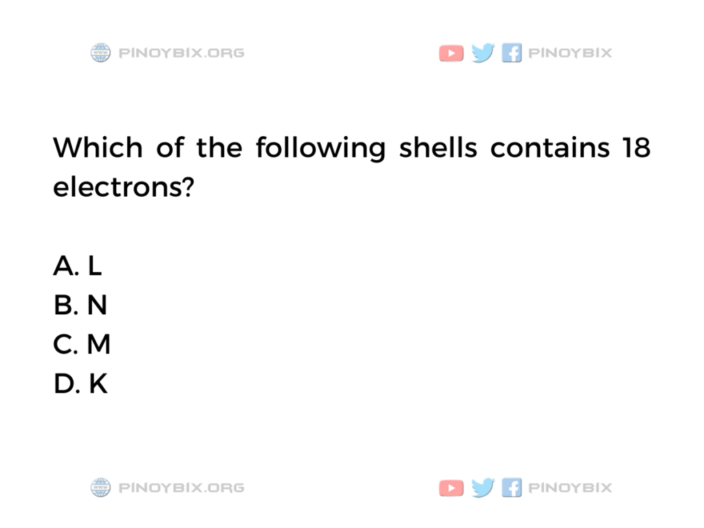 Solution: Which of the following shells contains 18 electrons?