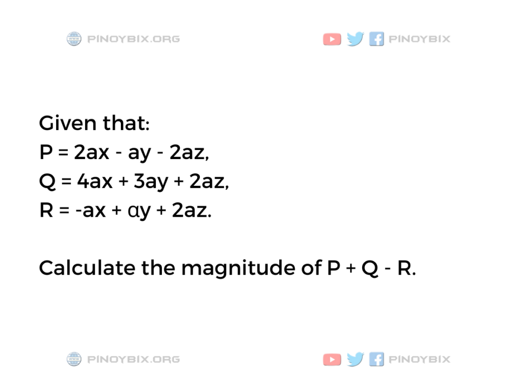 Solution: Calculate the magnitude of P + Q - R