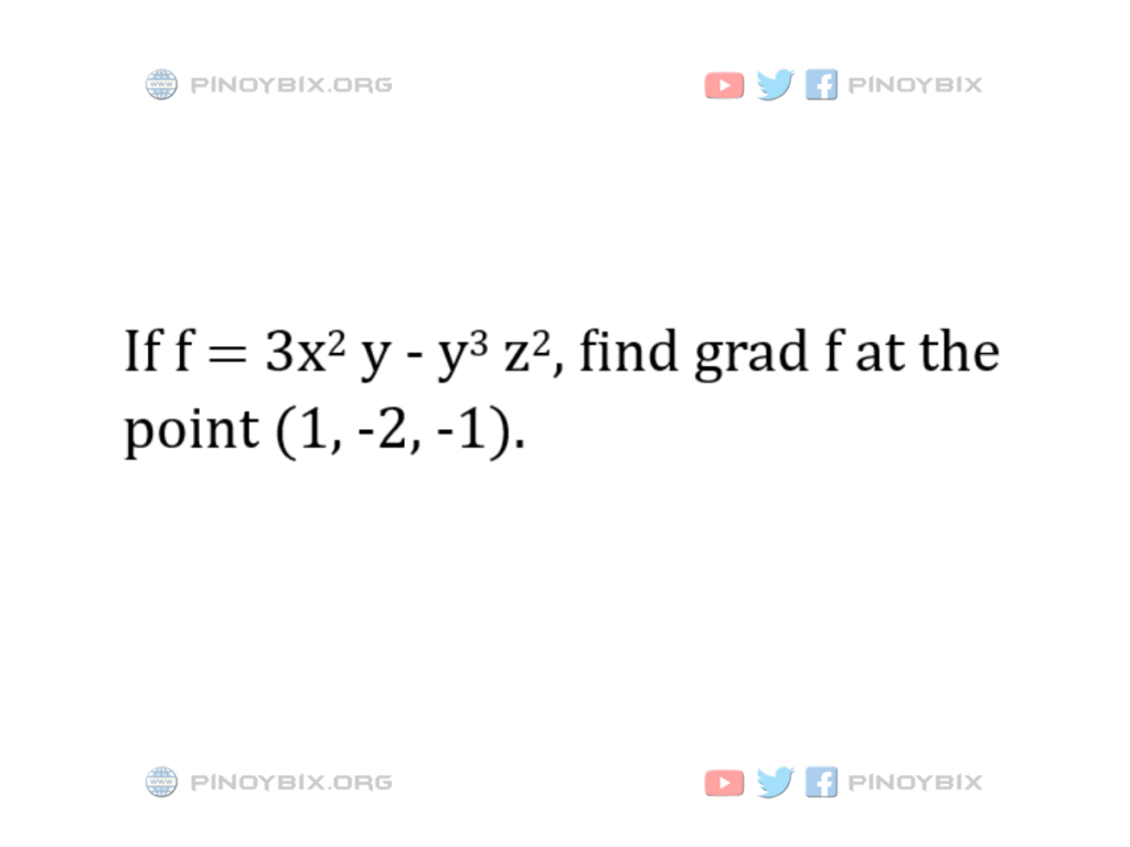 Solution: Find grad f at the point (1, -2, -1)