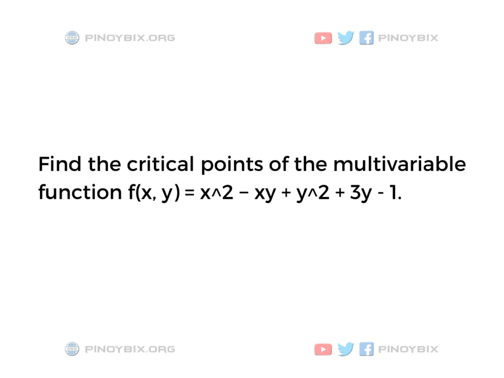 Solution: Find the critical points of the multivariable function