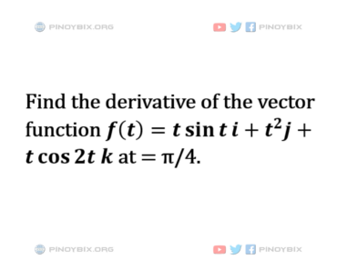Solution: Find the derivative of the vector function ƒ(t)