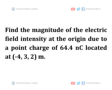 Solution: Find the magnitude of the electric field intensity at the origin
