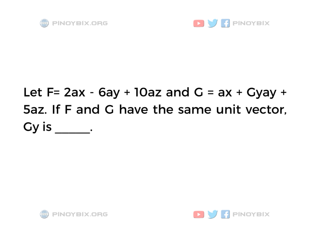Solution: If F and G have the same unit vector, Gy is _____