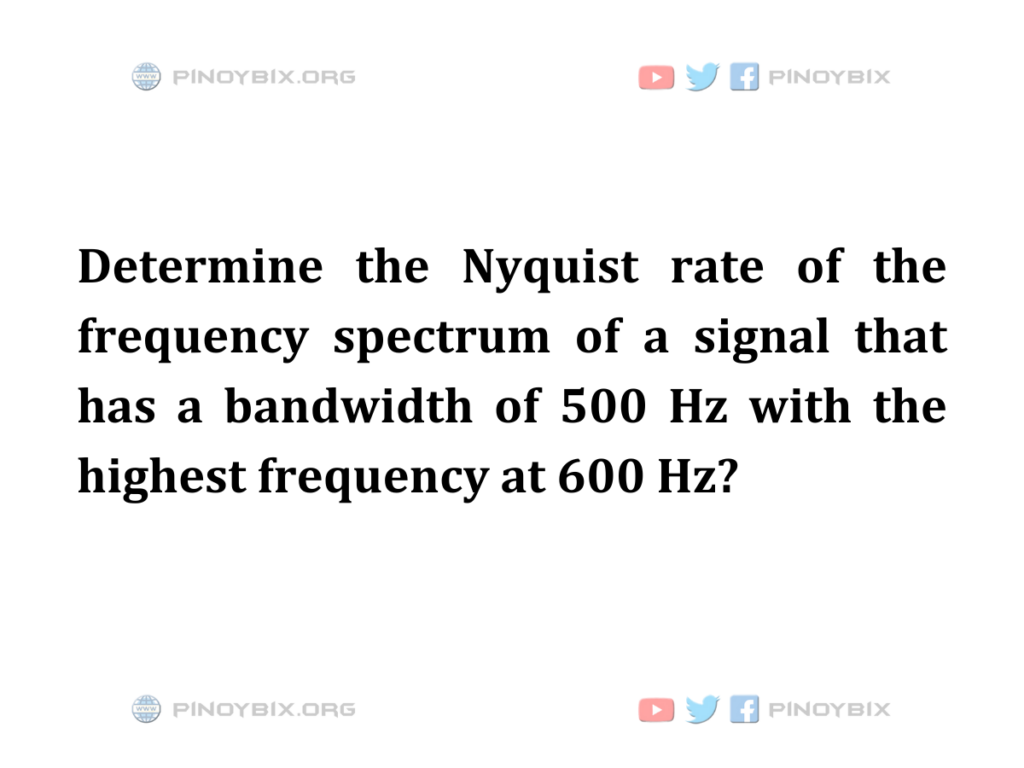 Solution: Determine the Nyquist rate of the frequency spectrum of a signal