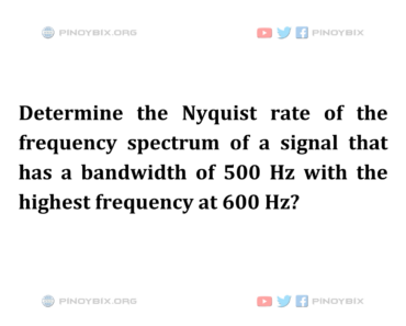 Solution: Determine the Nyquist rate of the frequency spectrum of a signal