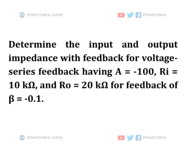 Solution: Determine the input and output impedance with feedback