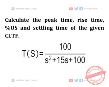 Solution: Calculate the peak time, rise time, %OS and settling time of the given CLTF