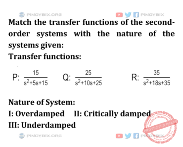 Solution: Match the transfer functions of the second-order systems