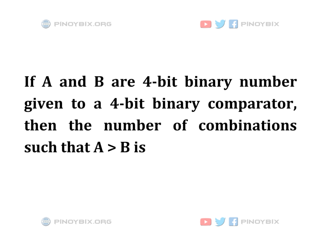 Solution: The number of combinations such that A > B is 
